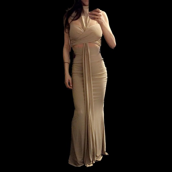 Windsor Taupe cut out gown - Picture 1 of 10